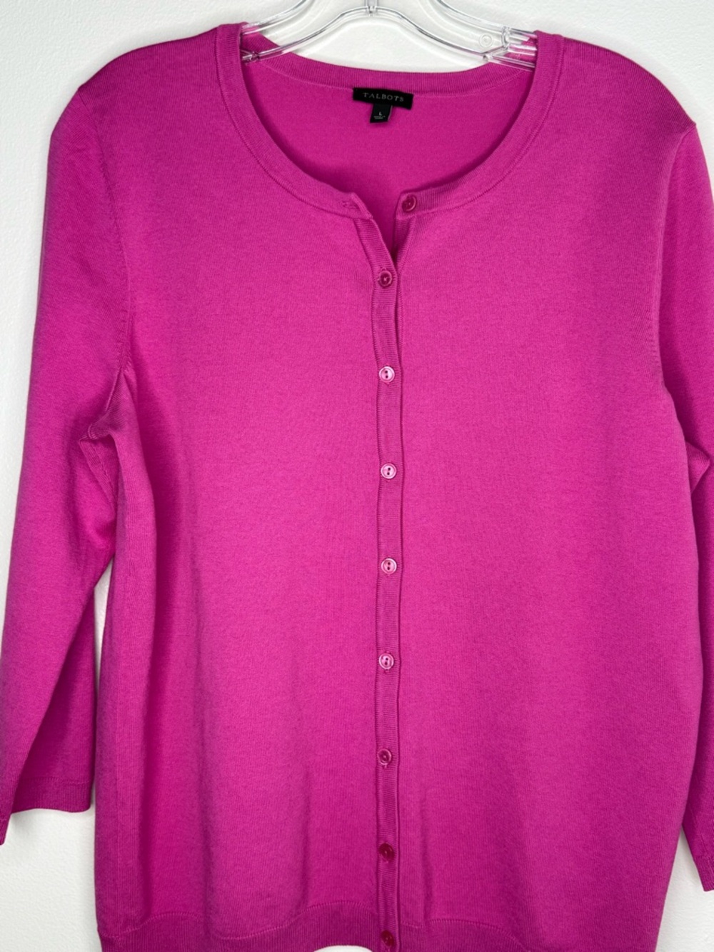 Talbots Bright Fuchsia Button Cardigan
